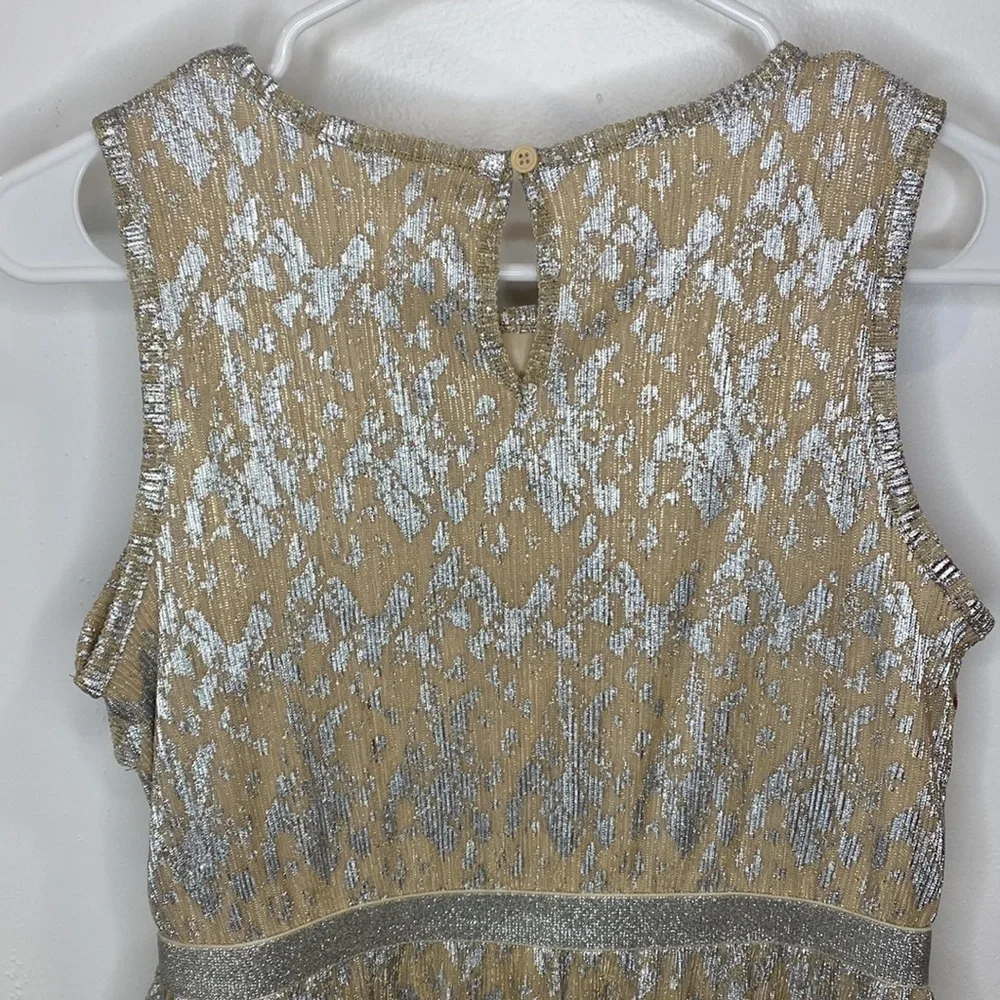 WONDER NATION tan & silver sleeveless dress